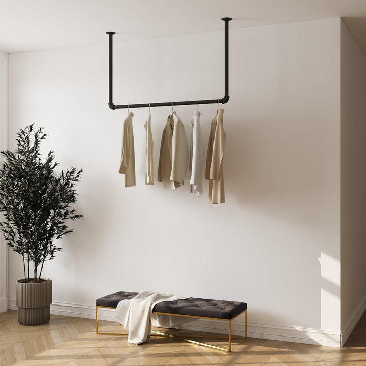 Kleiderstange Garderobe Industrie Design für Decke | Breite 100 cm x Höhe 30 cm | Deckengarderobe |