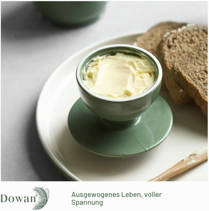 DOWAN Buttertopf aus Porzellan, Butterbehälter mit Wasserlinie, französische Butterdose für weiche f