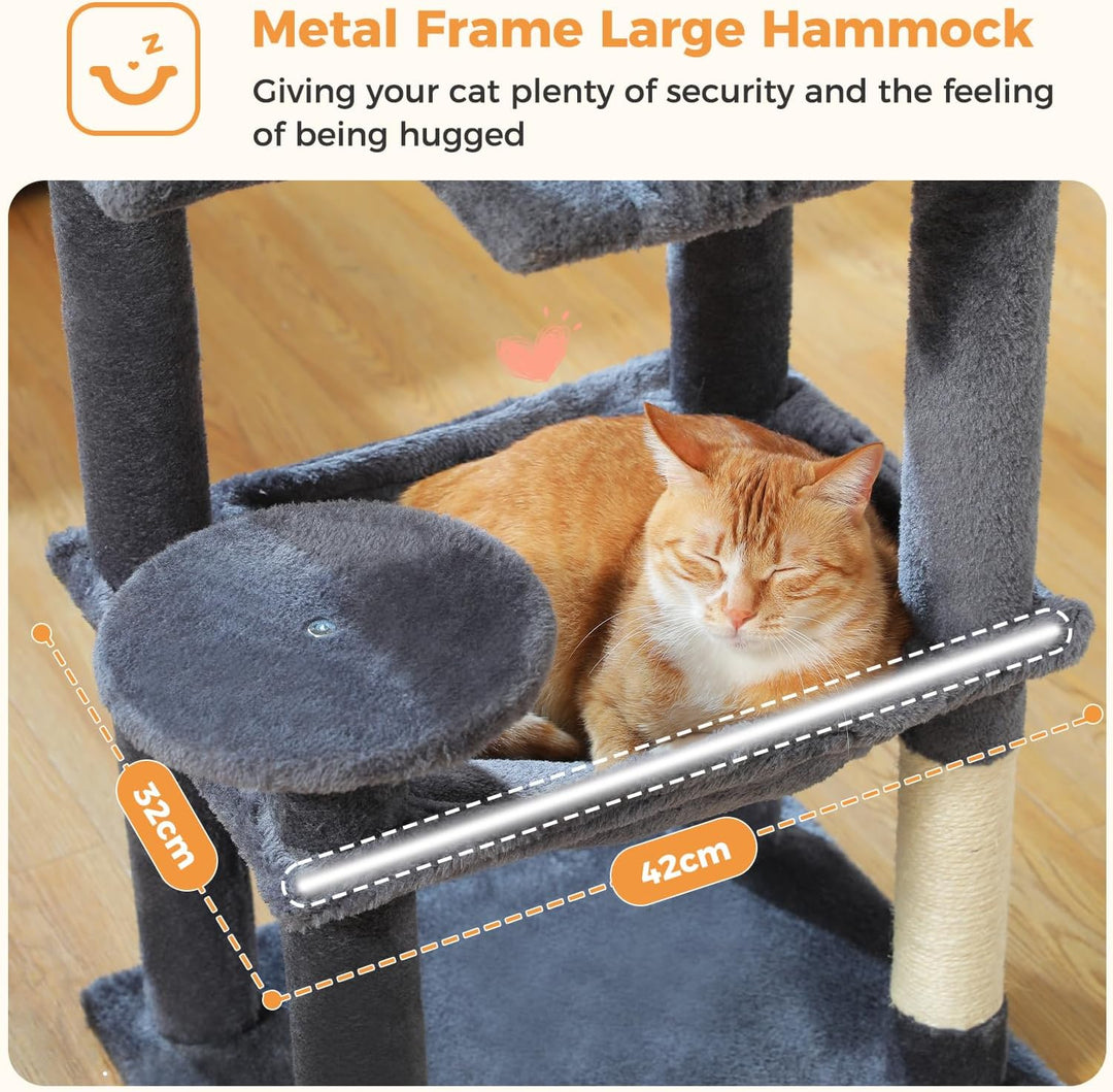 PAWZ Road Katzenbaum mit Metall-Plüsch-Hängematte, Katzenturm für ausgewachsene Katzen mit 2-türigem
