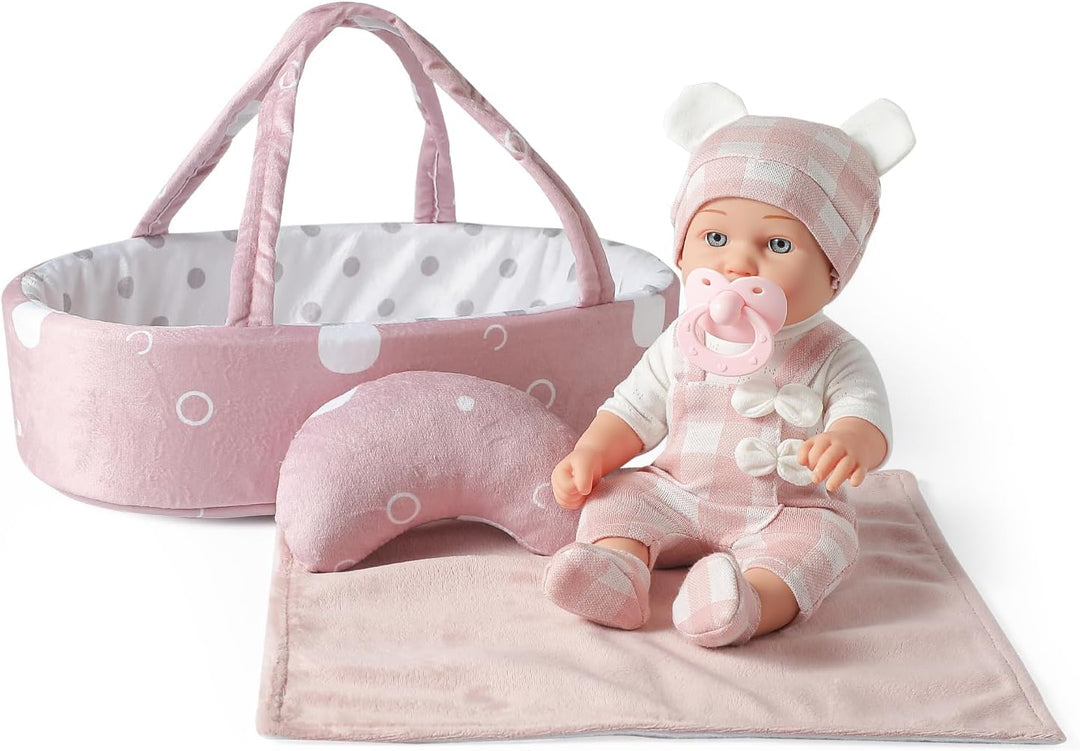 30,5 cm Baby Puppen Spielzeug Set mit Zubehör, inklusive Baby-Puppentrage, Stubenwagen, Schnuller un