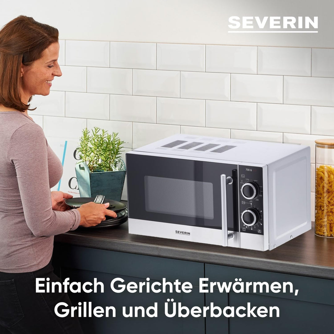 SEVERIN 2-in-1 Mikrowelle mit Grill 700 W, Grillofen mit 9 Automatikprogrammen, Mikrowelle mit Grill