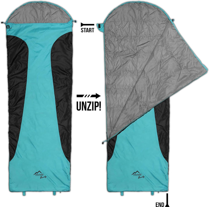 normani Ultralight Schlafsack Runty KOMPAKTE GRÖssE! 3D Mikrofaser Microtech Füllung, wasserdichter