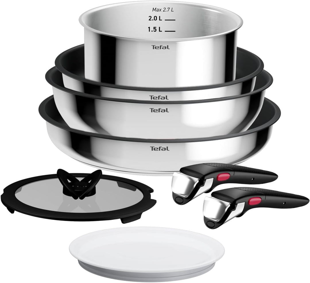 Tefal Ingenio Comfort Max 8-tlg. Kochgeschirr-Set, Titanium Antihaftversiegelung, stapelbar, platzsp
