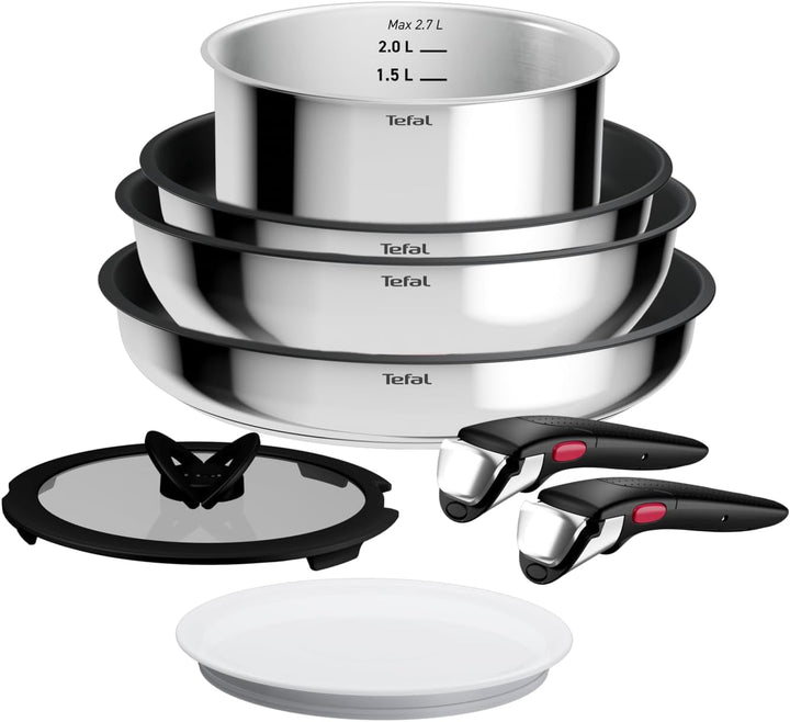 Tefal Ingenio Comfort Max 8-tlg. Kochgeschirr-Set, Titanium Antihaftversiegelung, stapelbar, platzsp