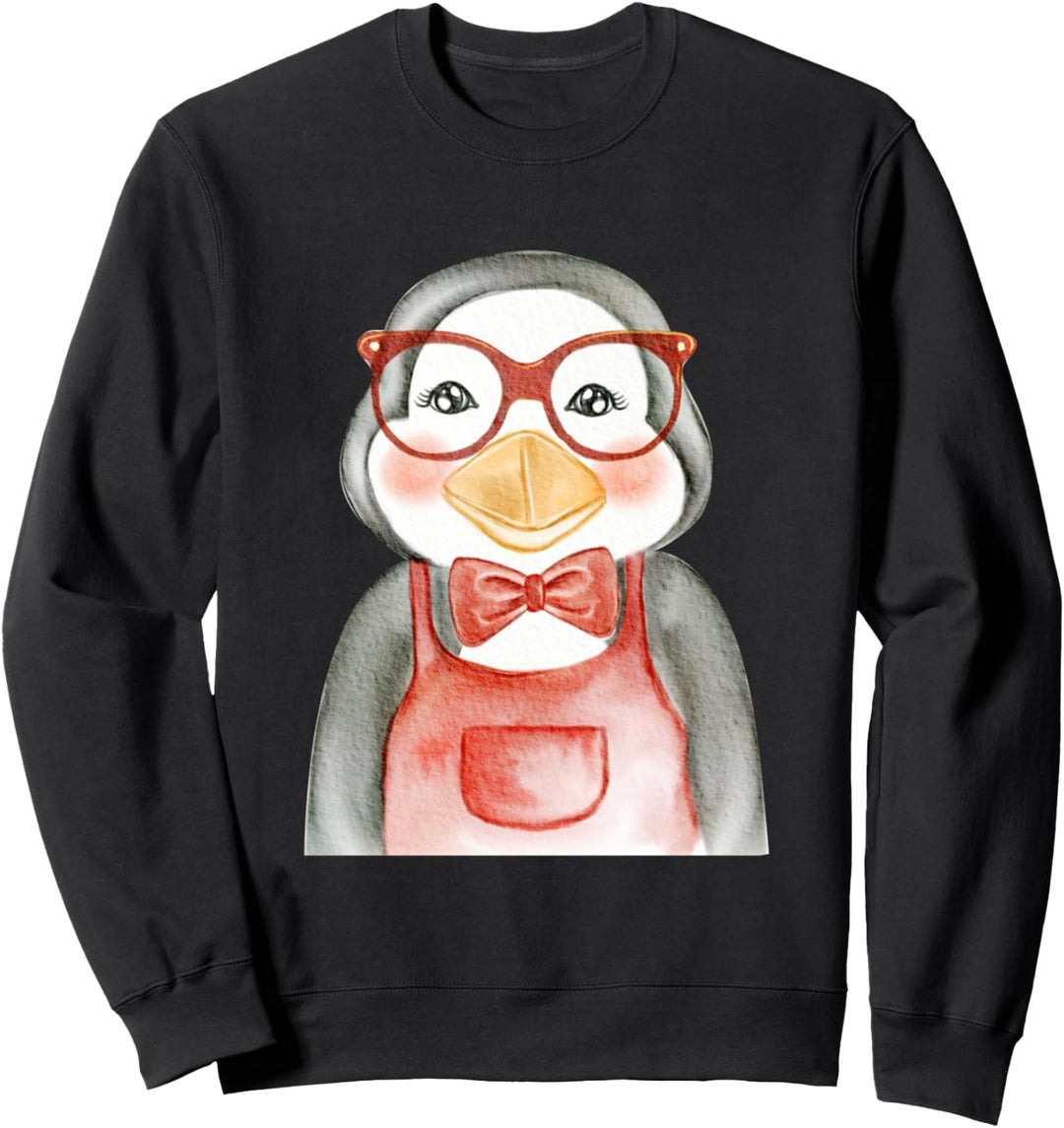 Süsser Pinguin mit Nerd Brille Hipster Hippie Antarktis Zoo Sweatshirt