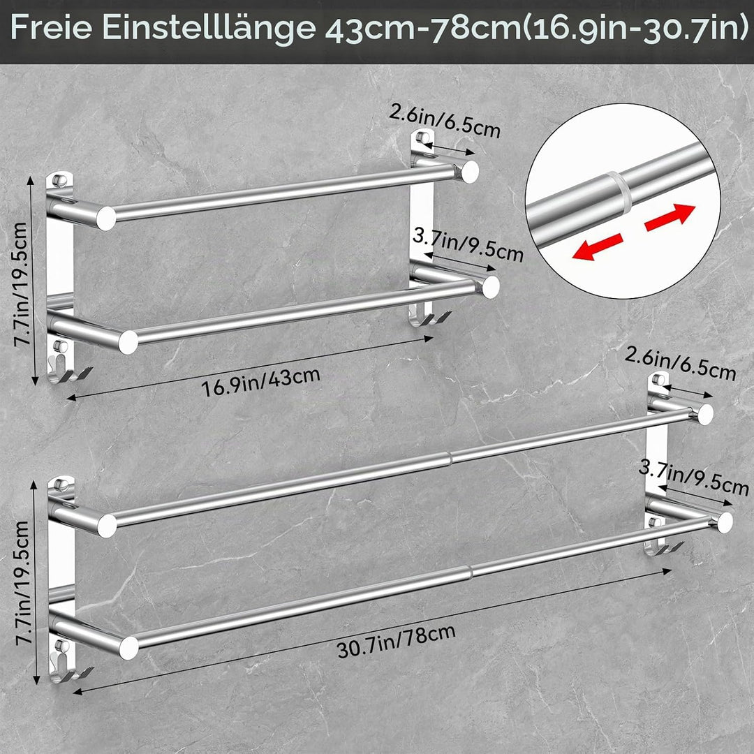 Handtuchhalter Ausziehbar 43-78CM Edelstahl Ohne Bohren Handtuchstange Wand Wandregal Geeignet für B