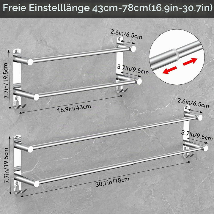 Handtuchhalter Ausziehbar 43-78CM Edelstahl Ohne Bohren Handtuchstange Wand Wandregal Geeignet für B