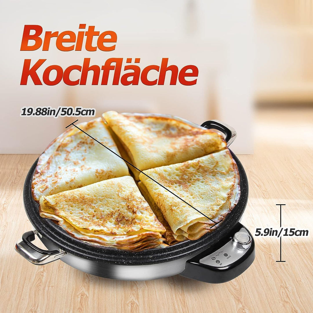 Crepes Maker Scheffler 50 cm Crepe Maker Machine, 2300W 230V Pancake Maker Crepe Maker, Antihaftbesc