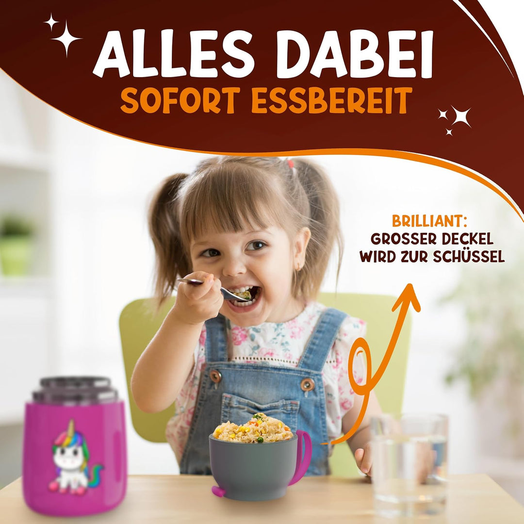 Thermobehälter für Essen Kinder – 500ml – 100% auslaufsicher - Warmhaltebehälter Essen Edelstahl – T
