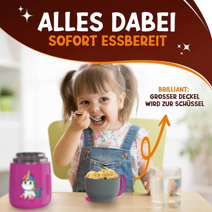 Thermobehälter für Essen Kinder – 500ml – 100% auslaufsicher - Warmhaltebehälter Essen Edelstahl – T