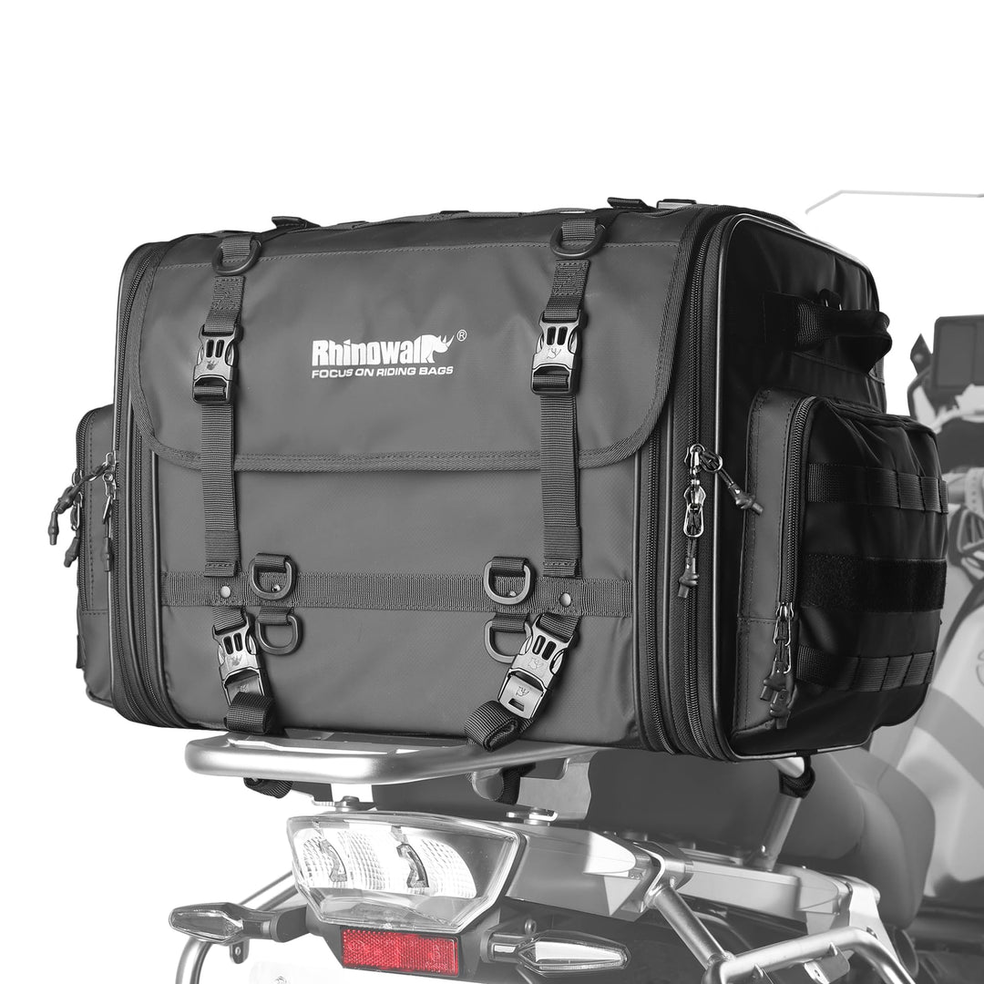 Rhinowalk Motorrad Sitztaschen 60-80L Wasserdicht Motor Rücksitztasche Gepäcktasche Hecktasche Erwei
