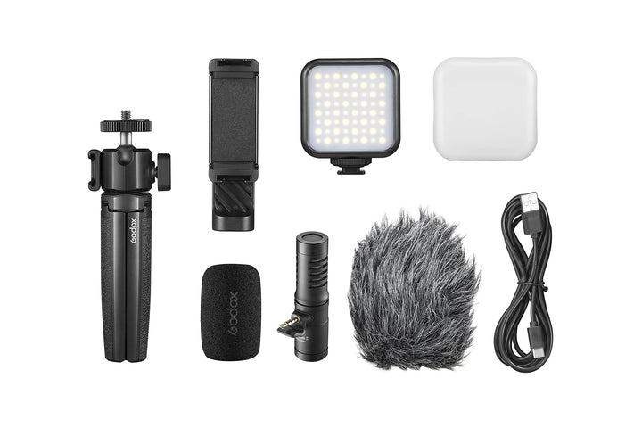 Godox VK2 Vlogging-Kit mit Handstativ für Mobile Geräte mit Lightning-Anschluss für Smartphones