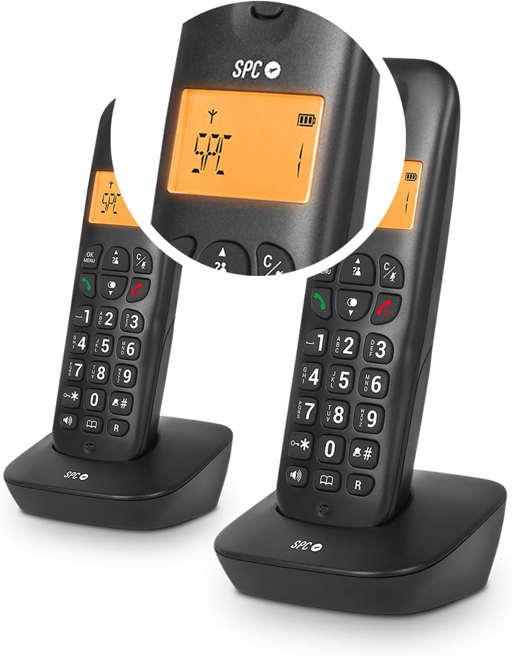 SPC Air Pro Duo – Schnurloses Festnetztelefon DÚO mit beleuchtetem Display, Anrufer-ID, Freisprechei