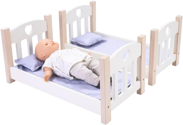 Engelhart – 606010 – Puppen-Etagenbett aus Holz grau/weiss – 50 x 26 x 47 cm – ab 3 Jahre Grau/Weiss