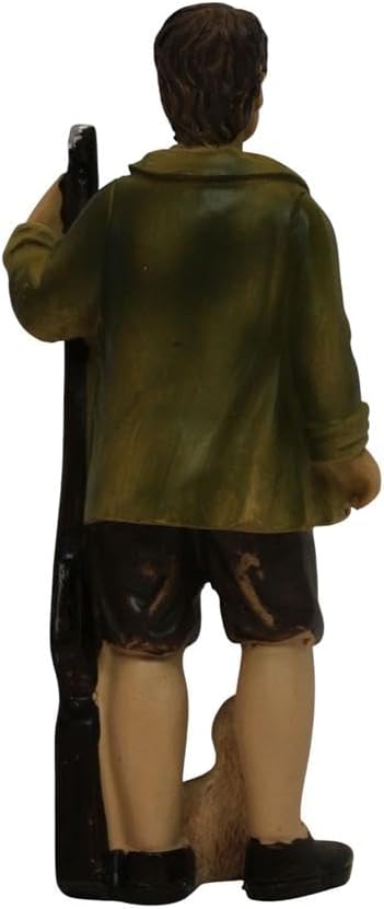 ZICOM Krippenfigur Miniaturfigur Jäger mit Hund Höhe 12,2cm handbemalt Polyresin, Modellbau Puppenha