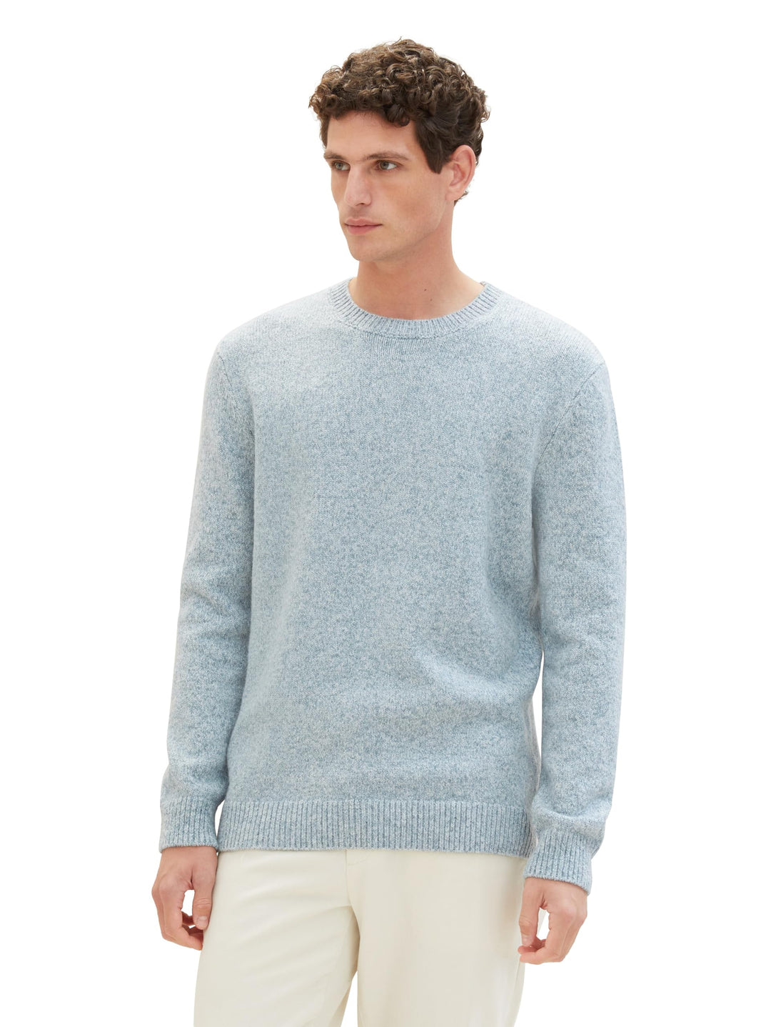 TOM TAILOR Herren Pullover, 34186 - Mint Grey White Twotone