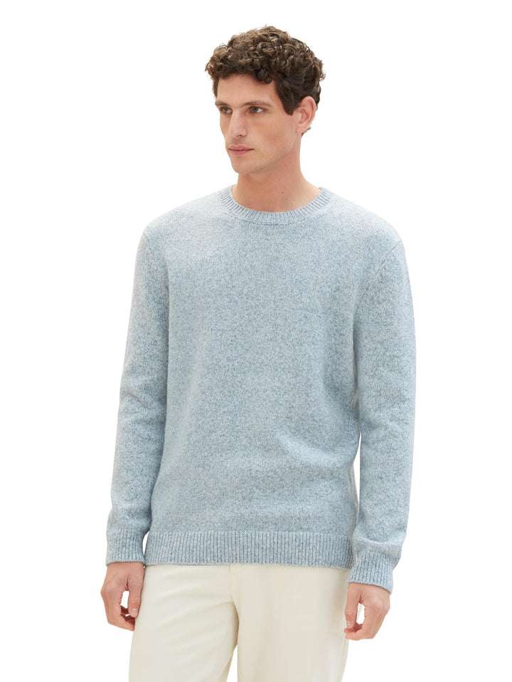 TOM TAILOR Herren Pullover, 34186 - Mint Grey White Twotone
