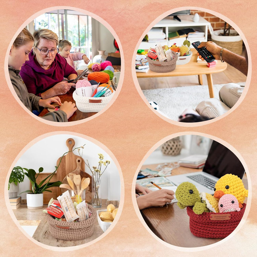 Coopay Häkelset für Anfänger, 2 Grössen Square Körbe Häkelset mit Häkelnadel, Anleitung, 5mm Dicke W