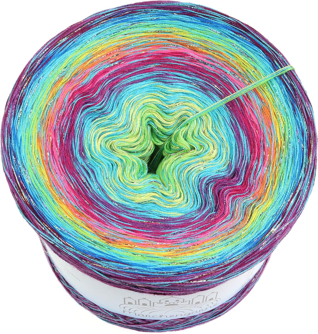 Farbverlaufsgarn Bobbel Wolle mit Glitzer Grösse wählbar Strickwolle Häkeln 4Fach (Multicolour Glitz