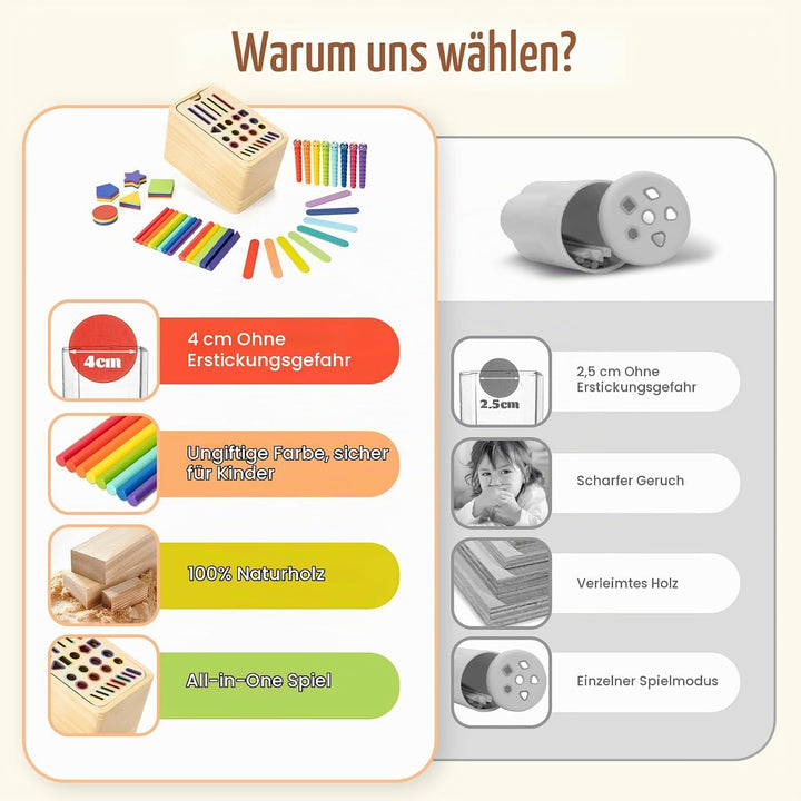 Montessori Spielzeug ab 1 2 3 Jahr, Holzspielzeug Steckspiel ab 2 Kinder, Farbe Form Sortierspiel An