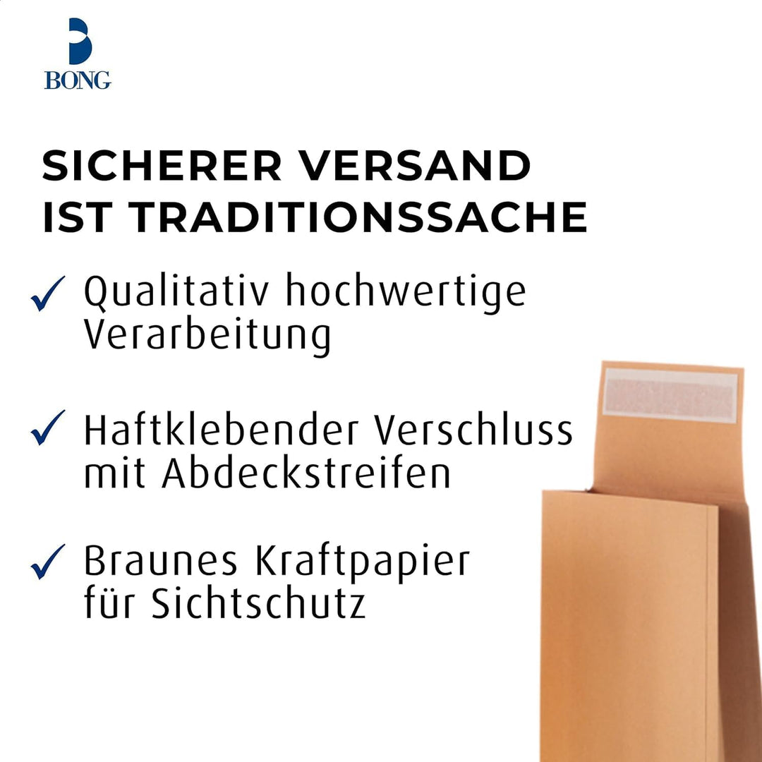 Faltentasche B4 (353x250x40mm) | Umschläge A4 haftklebend mit Klotzboden | Versandtaschen ohne Fenst