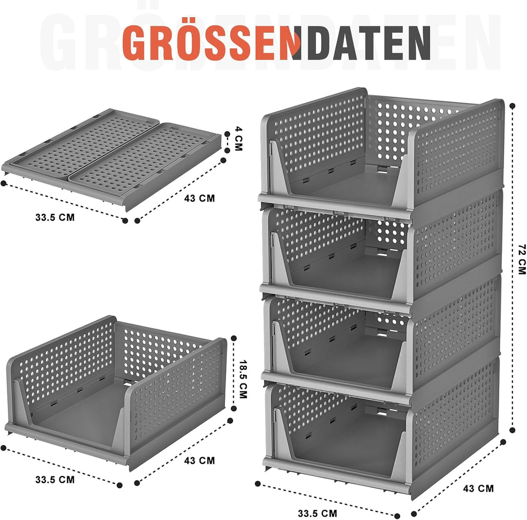 Neprock Schrank Organizer Kleiderschrank Organizer, 4 Pack Stapelbar Ordnungssystem Kleiderschrank S