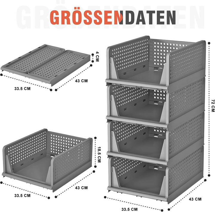 Neprock Schrank Organizer Kleiderschrank Organizer, 4 Pack Stapelbar Ordnungssystem Kleiderschrank S