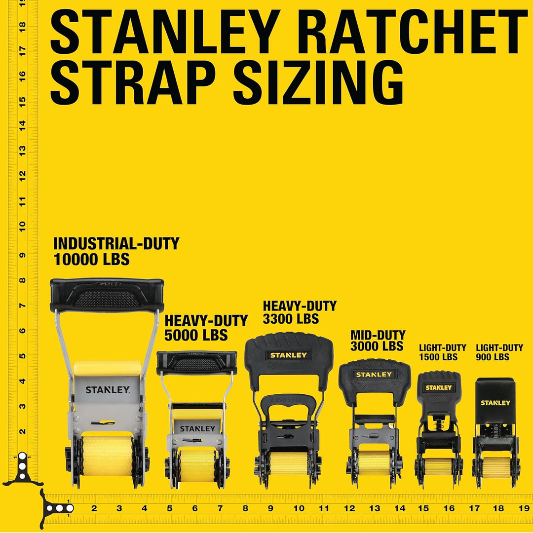 STANLEY S10074 Spanngurte mit Ratsche, 3,8 cm x 4,9 m, für schwere Ladungen (1.500 kg Bruchfestigkei