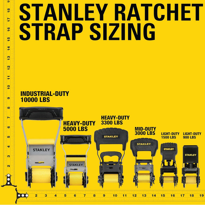 STANLEY S10074 Spanngurte mit Ratsche, 3,8 cm x 4,9 m, für schwere Ladungen (1.500 kg Bruchfestigkei