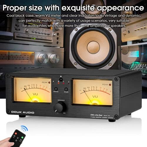 Dual Analog VU Meter Audio-Umschalter 2-Wege Verstärker/Lautsprecher Audio Switcher Box Amp Selector