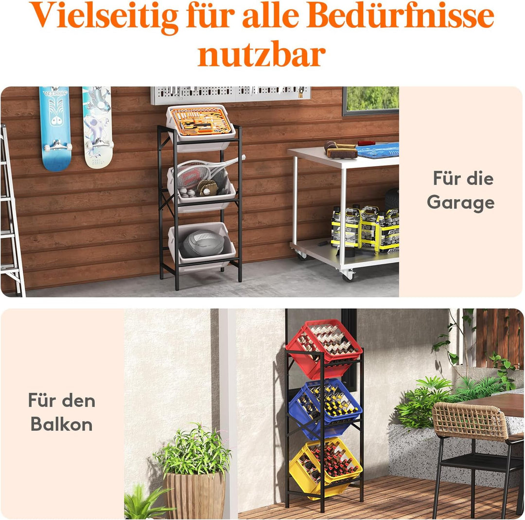 Lifewit Getränkekistenregal 3 Kisten hoch, Stabiles Kistenregal Metall trag. 450 kg, platzsparendes