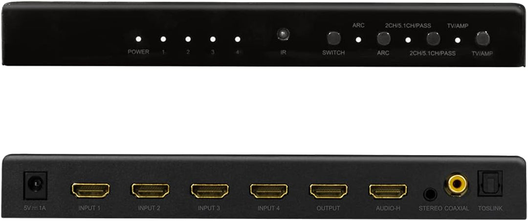 LogiLink HD0046 - HDMI-Switch 4-Port, 4 Eingänge/1 Ausgang (4X Video auf 1x TV), 4K/60 Hz, Audio-Ext