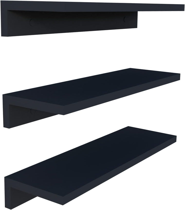 Henor Set mit 3 Wandregalen aus Holz 55 x 17 x 7.5 cm. Graphit 3x55 Graphit, 3x55 Graphit