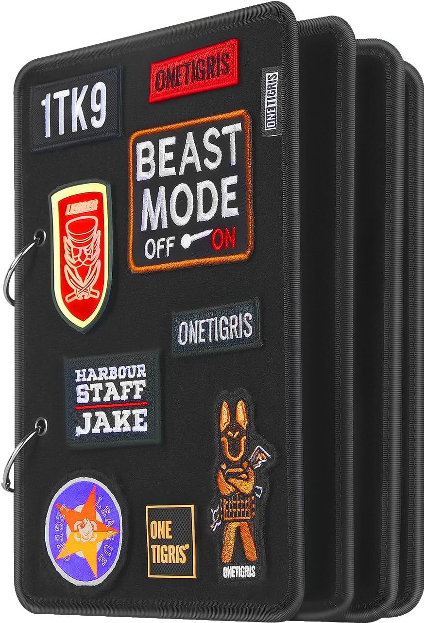 OneTigris Flippage Patchbuch 27,9 x 20,3 cm mit Romovable Metallringbüchern (schwarz), Schwarz