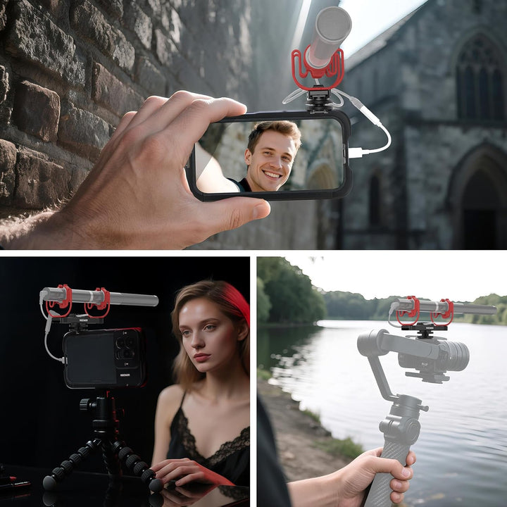 NEEWER Mikrofon Shock Mount, verstellbare Cold Shoe Microphone Halterung für Kamera, Boom Stange, St