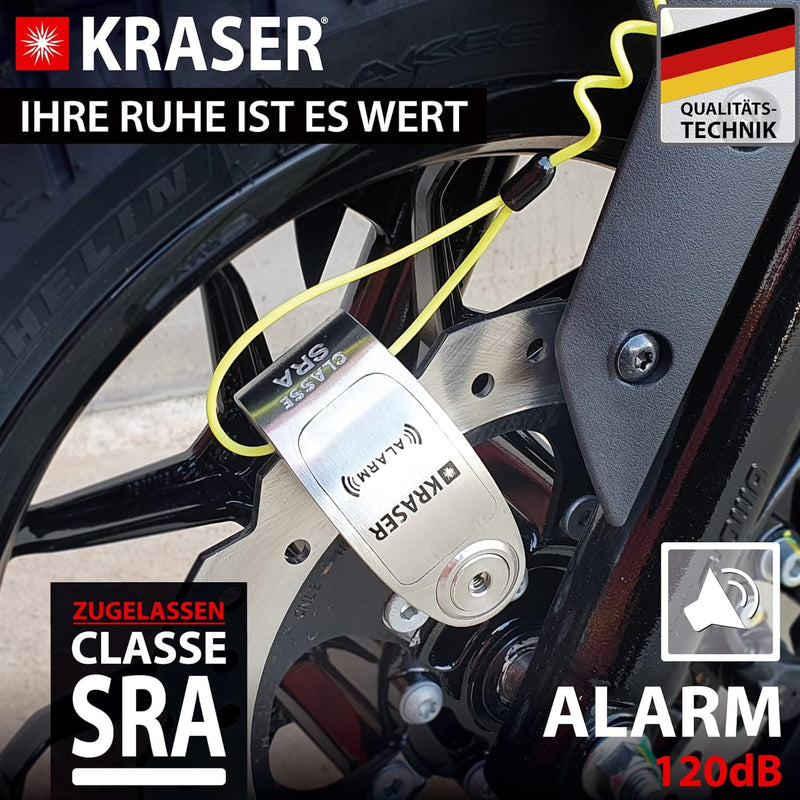KRASER KR14S Bremsscheibenschloss Alarm für Motorrad, Roller, Motorradschloss Bremsscheibenschloss m