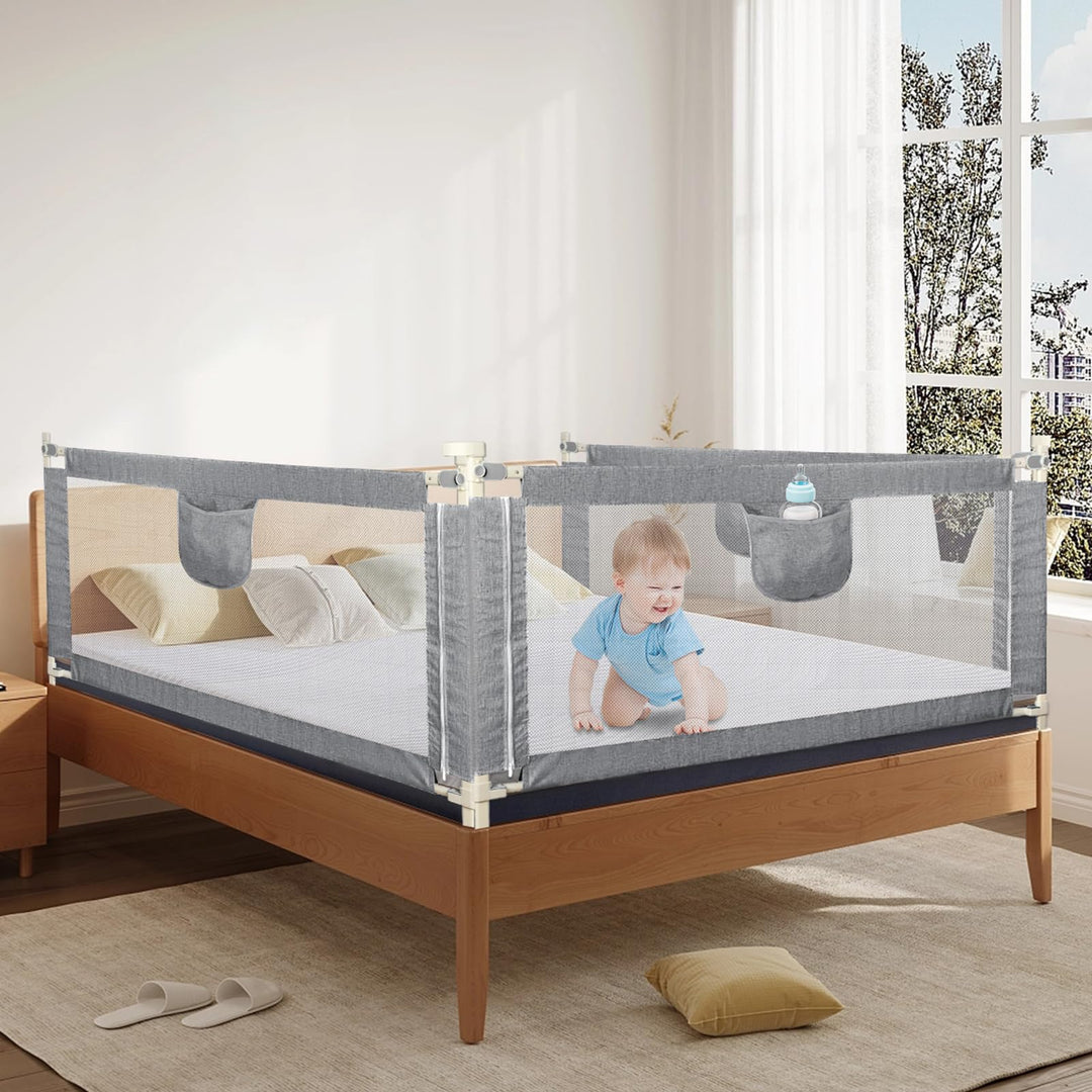HUOLE höhenverstellbares Bettgitter -Kleinkind Bettschutzgitter Bettgitter Kinderbettgitter Babybett