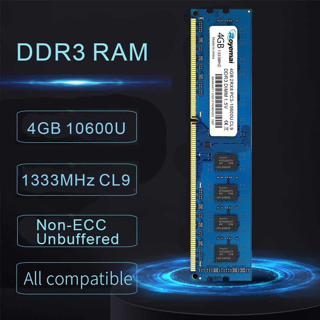 DDR3 1333 PC3-10600U 8GB Kit (2X4 GB) RAM 4GB 2Rx8 240-pin Dimm CL9 1,5V Desktop Arbeitsspeicher Mod
