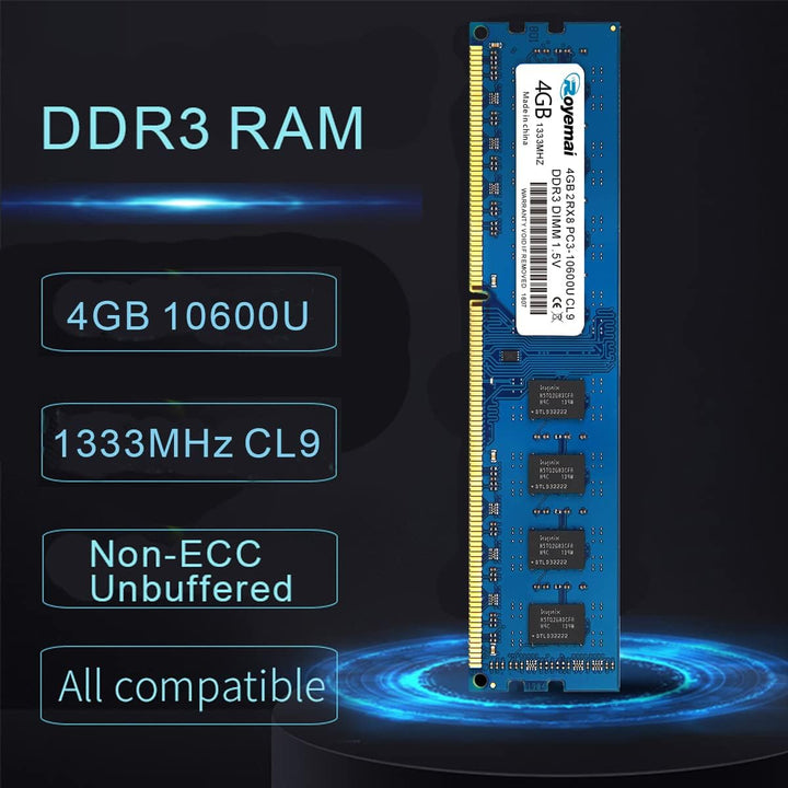 DDR3 1333 PC3-10600U 8GB Kit (2X4 GB) RAM 4GB 2Rx8 240-pin Dimm CL9 1,5V Desktop Arbeitsspeicher Mod