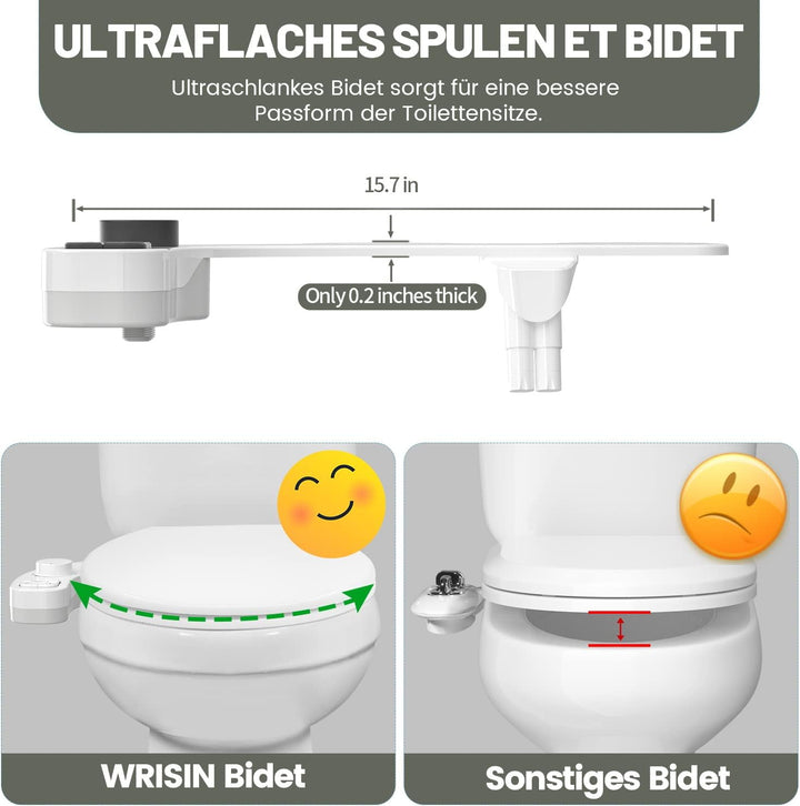 Bidet Toilette WC Bidet Japanisch Sprüher Bidet-Kit WC-Sitz mit Doppel-Sprühlippe, automatisch reini