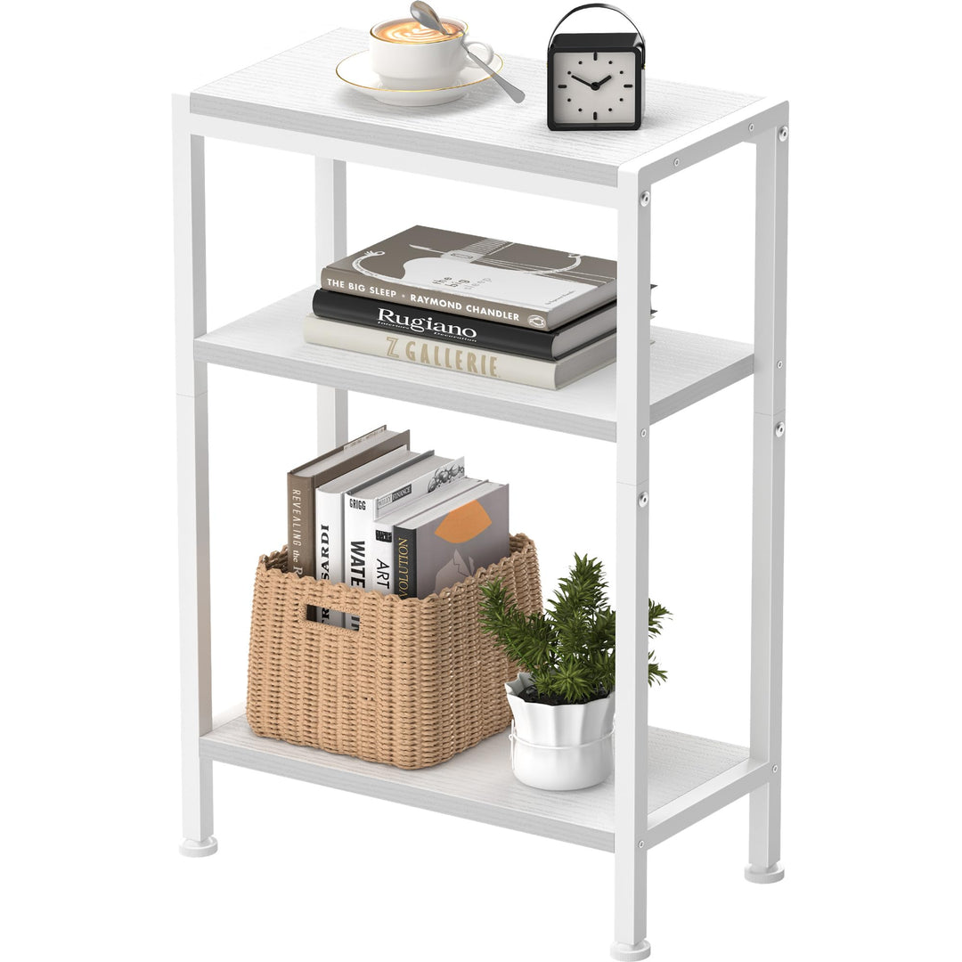 Schmaler Beistelltisch, Nachttisch, Kleiner Tisch, 3 Ablagen Nachttisch Schmal mit Stauraum, sofa be