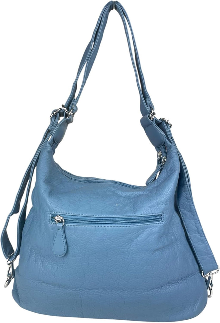 Rucksacktasche I 2in1 Damen Rucksack und Handtasche in Einem I Schultertasche einfarbig uni und bati