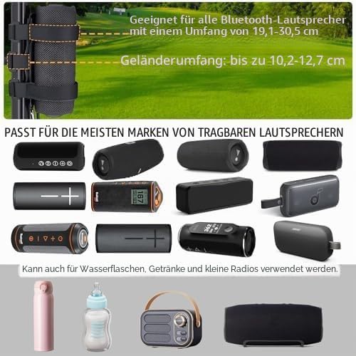 co2CREA Tragbare Lautsprecher-Halterung für die meisten kabellosen Bluetooth-Lautsprecher, Outdoor-L