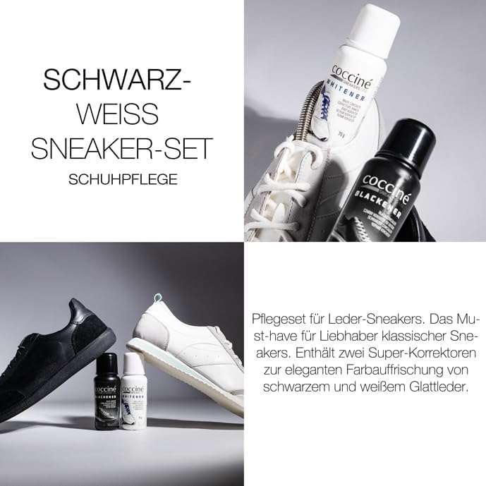 Cocciné - Sneaker Korrektoren Set, Sneakers Whitener und Blackener, Weiss Schuhe und Schwarz Schuhe,