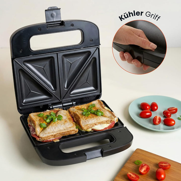 EasyBite Toaster, Sandwichmaker, Sandwich, Antihaftbeschichtung, 1000W, Dreiecke, Schwarz