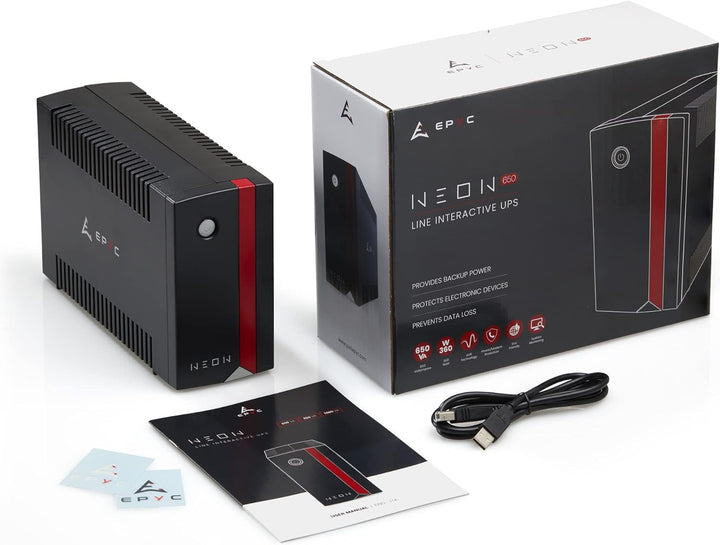 EPYC® NEON - USV für PC, UPS, Unterbrechungsfreie Stromversorgung für Modem Router, 850VA / 480 Watt
