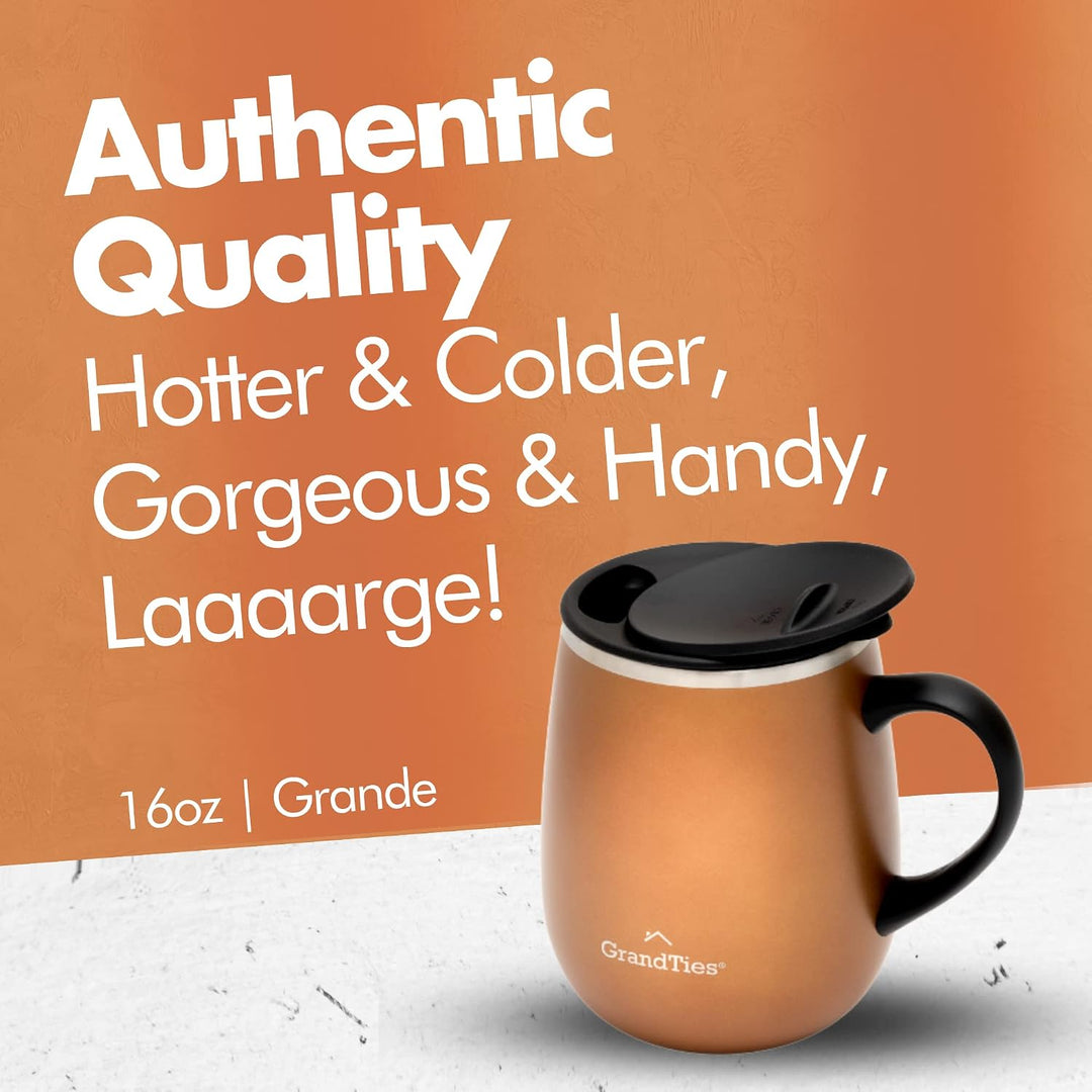 Grandties Isolierter Kaffeebecher mit Griff – Schiebedeckel für spritzwassergeschützte 460 ml-Form T