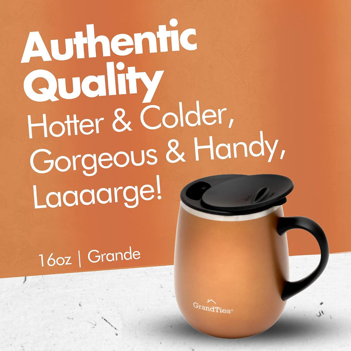 Grandties Isolierter Kaffeebecher mit Griff – Schiebedeckel für spritzwassergeschützte 460 ml-Form T