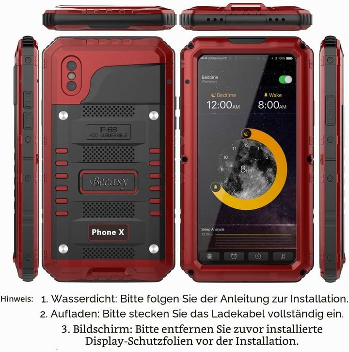 Beeasy Hülle Kompatibel mit iPhone X/XS, Wasserdicht Outdoor Stossfest Handy Case Militärstandard Sc