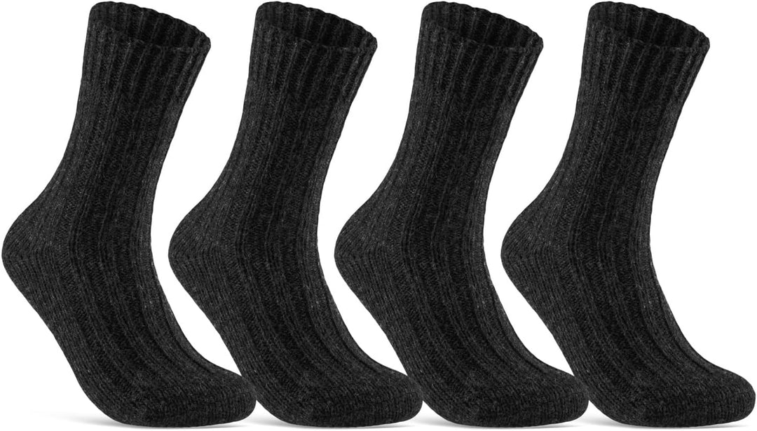 4 Paar Alpaka Socken Herren Damen Wollsocken warme Wintersocken, Schwarz